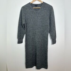 Theory‎ Grey Wool Long Sleeve Midi Sweater Dress XS